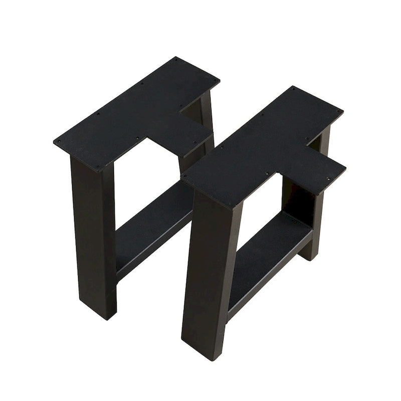 Pied de table en métal noir robuste en forme de A, style Mid-Century Modern