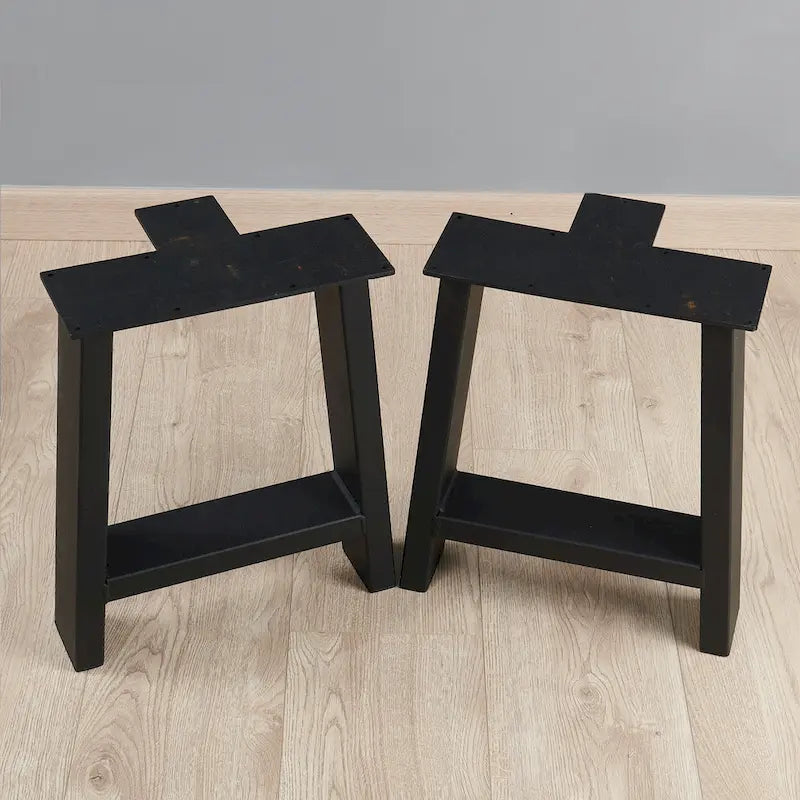 Pied de table en métal noir robuste en forme de A, style Mid-Century Modern