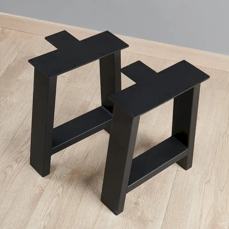 Pied de table en métal noir robuste en forme de A, style Mid-Century Modern