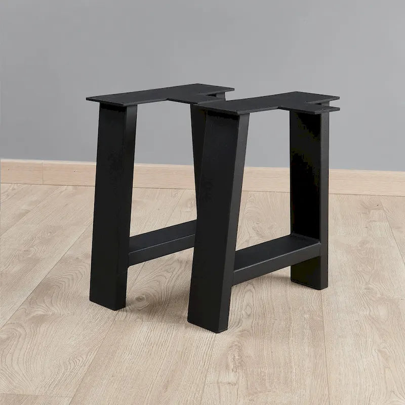Pied de table en métal noir robuste en forme de A, style Mid-Century Modern