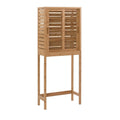 Meuble de rangement WC en bambou avec portes coulissantes finition naturelle