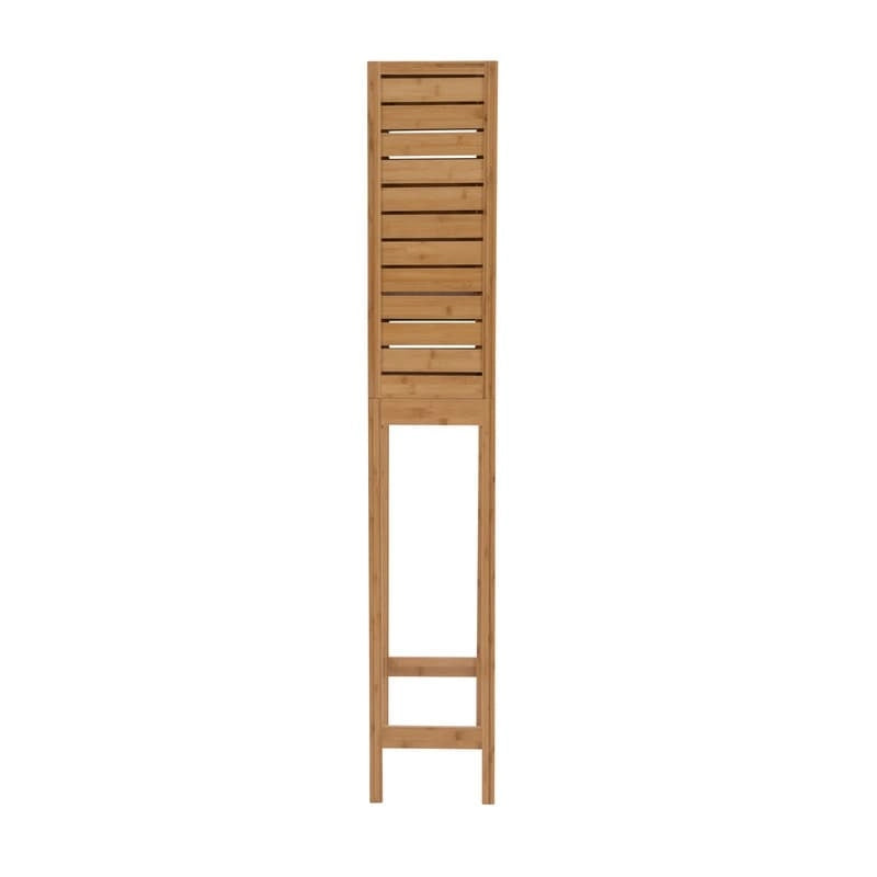 Meuble de rangement WC en bambou avec portes coulissantes finition naturelle