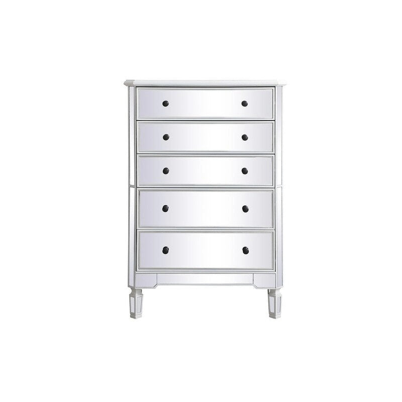 Commode à 5 tiroirs avec miroir Argent Noir Blanc antique
