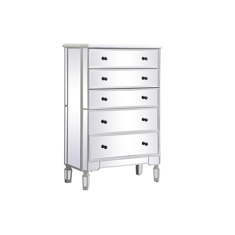 Commode à 5 tiroirs avec miroir Argent Noir Blanc antique
