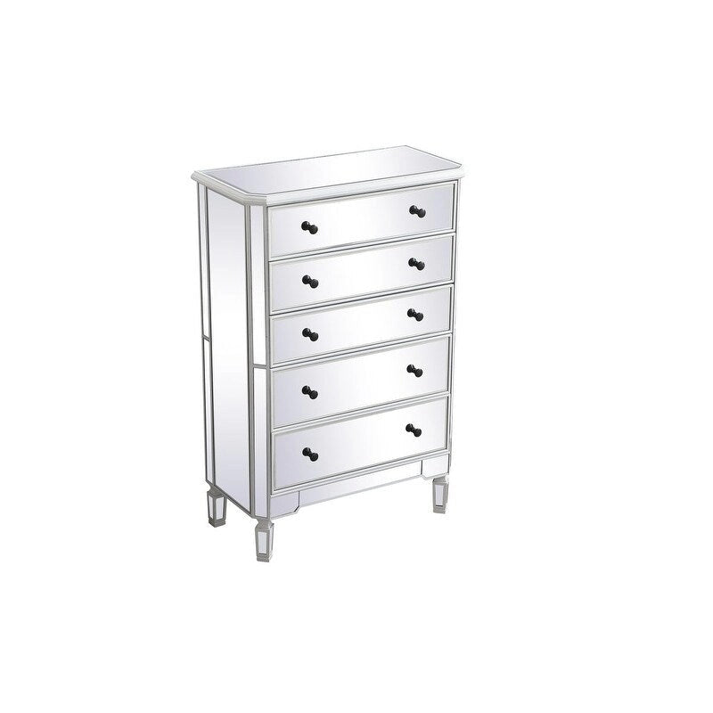 Commode à 5 tiroirs avec miroir Argent Noir Blanc antique