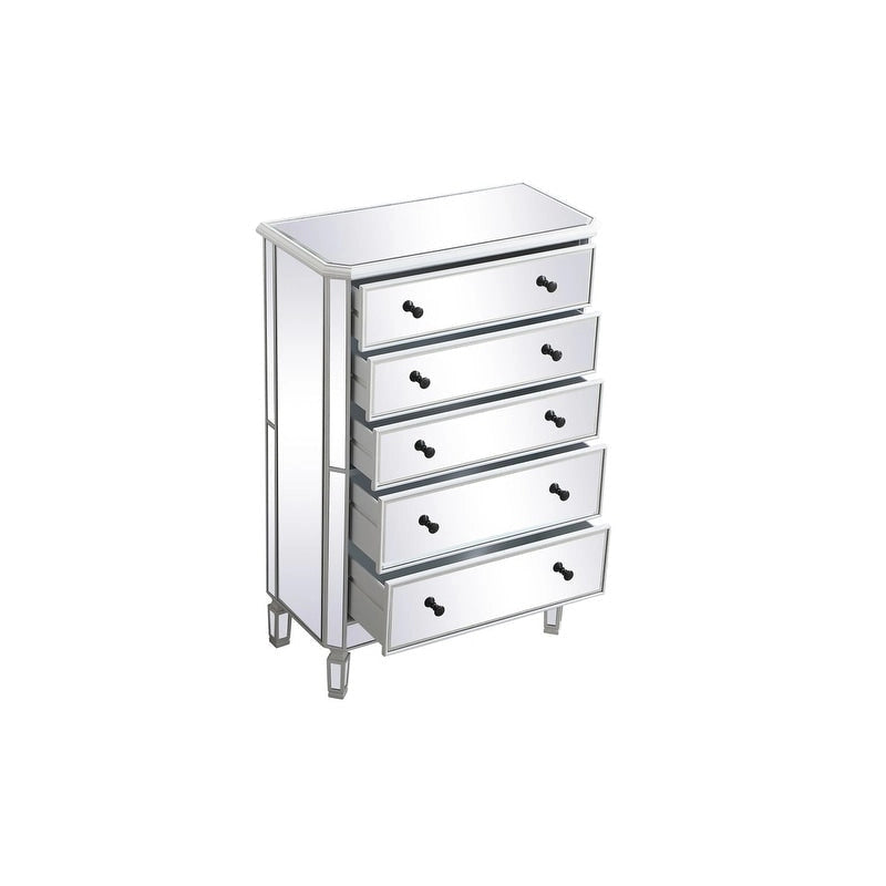 Commode à 5 tiroirs avec miroir Argent Noir Blanc antique