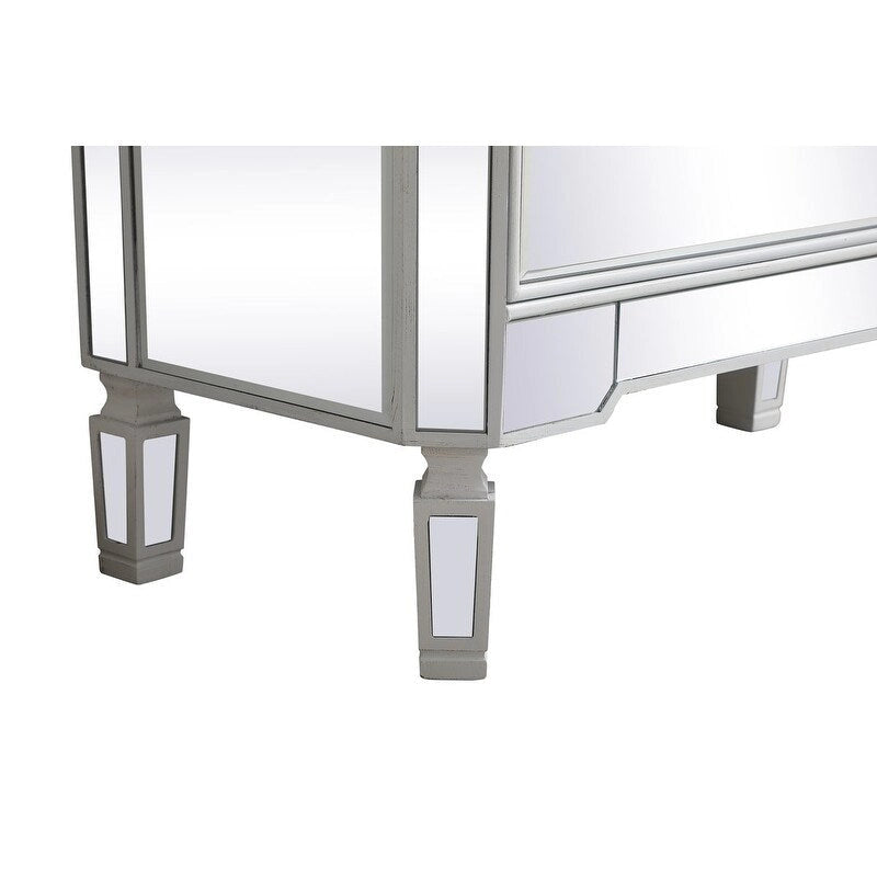Commode à 5 tiroirs avec miroir Argent Noir Blanc antique