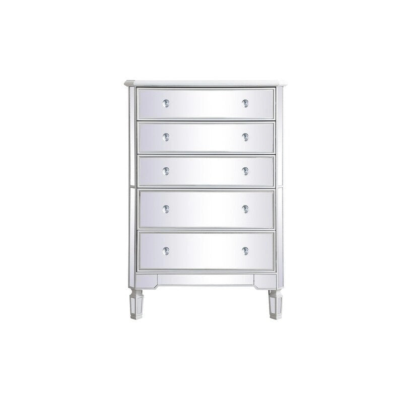 Commode à 5 tiroirs avec miroir Argent Noir Blanc antique