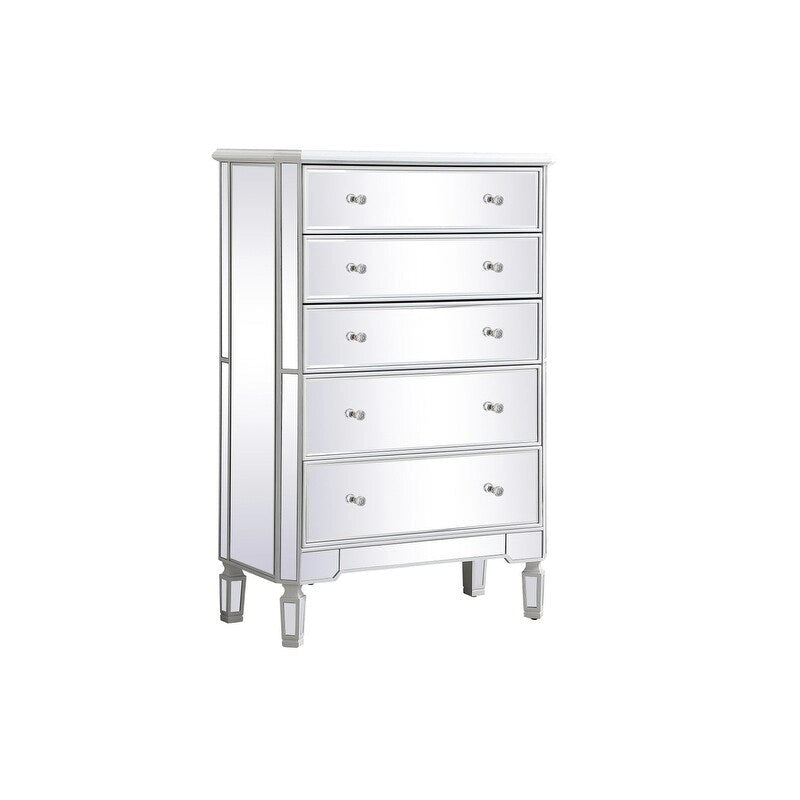 Commode à 5 tiroirs avec miroir Argent Noir Blanc antique