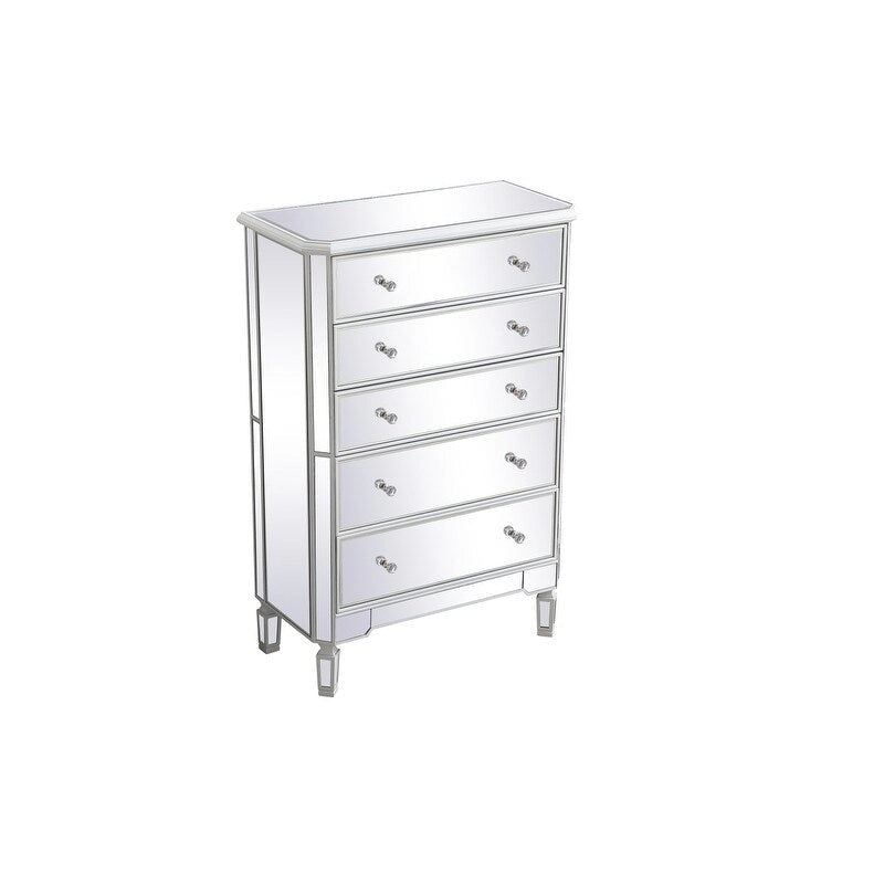 Commode à 5 tiroirs avec miroir Argent Noir Blanc antique