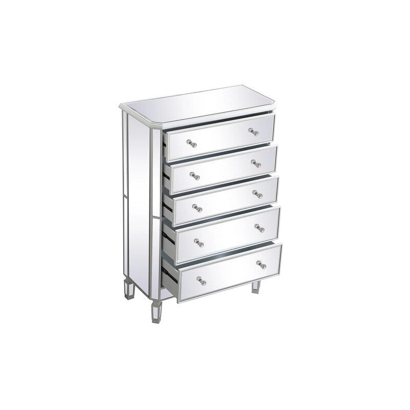 Commode à 5 tiroirs avec miroir Argent Noir Blanc antique