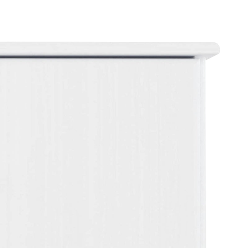 Meuble TV en bois de pin massif blanc avec étagères ouvertes et portes de rangement