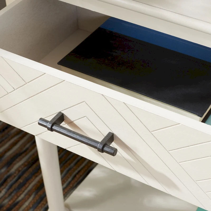 Console 2 tiroirs avec motif à chevrons et étagère inférieure ouverte