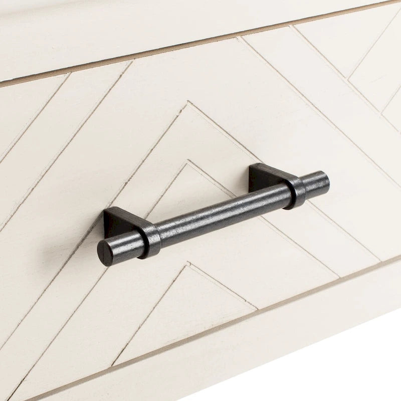 Console 2 tiroirs avec motif à chevrons et étagère inférieure ouverte