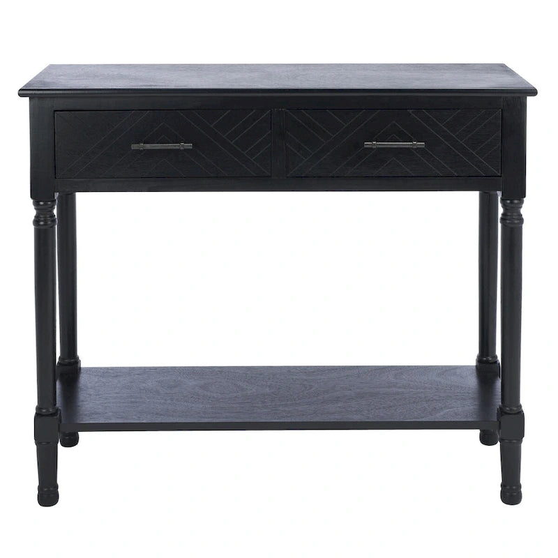 Console 2 tiroirs avec motif à chevrons et étagère inférieure ouverte