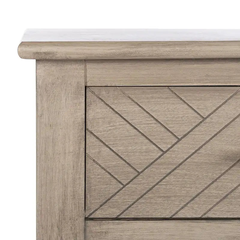 Console 2 tiroirs avec motif à chevrons et étagère inférieure ouverte