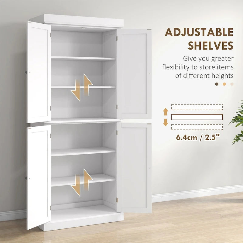 Meuble de rangement haut de cuisine avec 4 portes et étagères réglables Noir Blanc