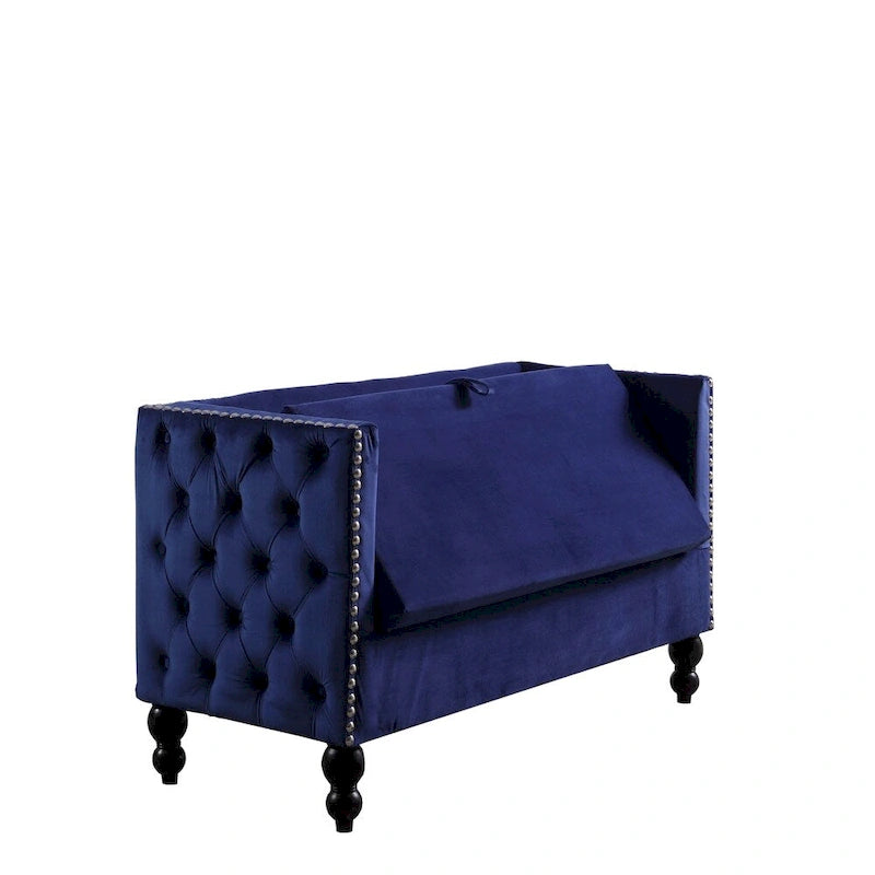 Causeuse de rangement capitonnée en velours cloutée moderne
