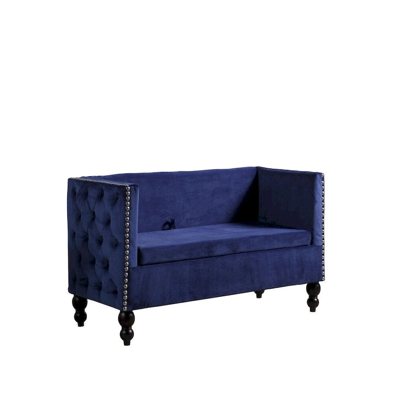 Causeuse de rangement capitonnée en velours cloutée moderne