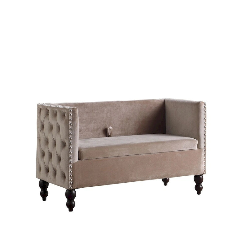Causeuse de rangement capitonnée en velours cloutée moderne