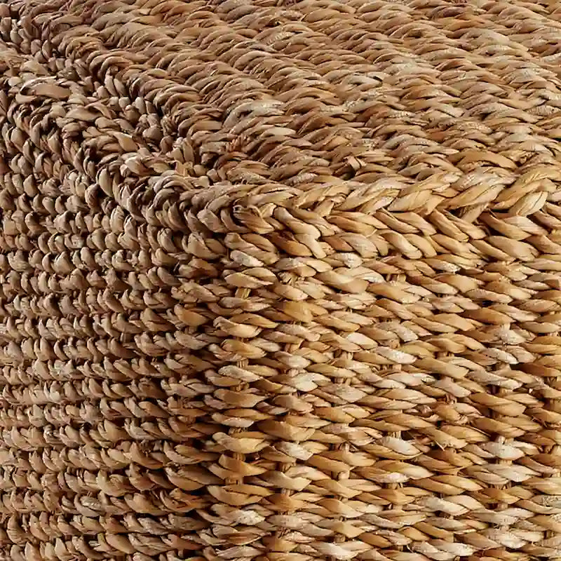 Pouf carré en jonc de mer tressé à la main, couleur naturelle, style bohème