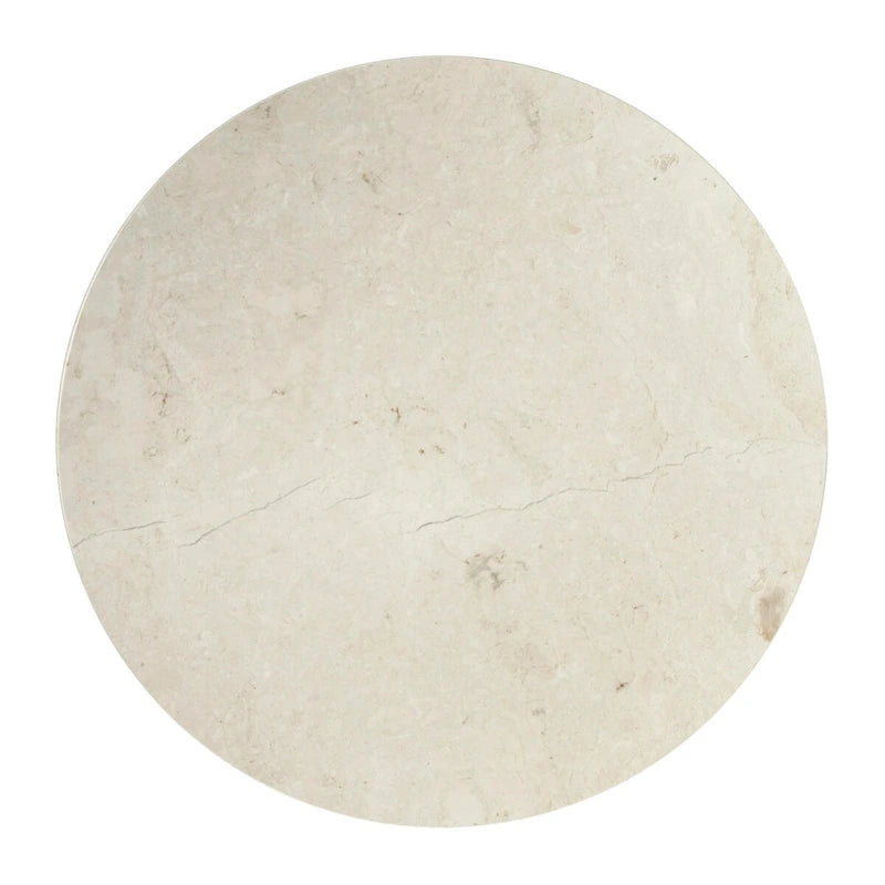 Table à manger ronde à plateau en marbre et pied en bois sculpté beige gris