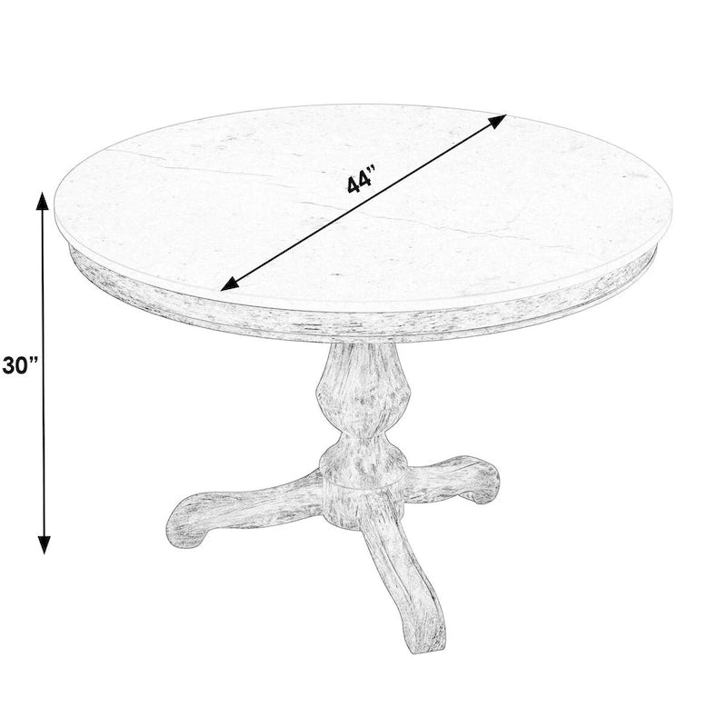 Table à manger ronde à plateau en marbre et pied en bois sculpté beige gris