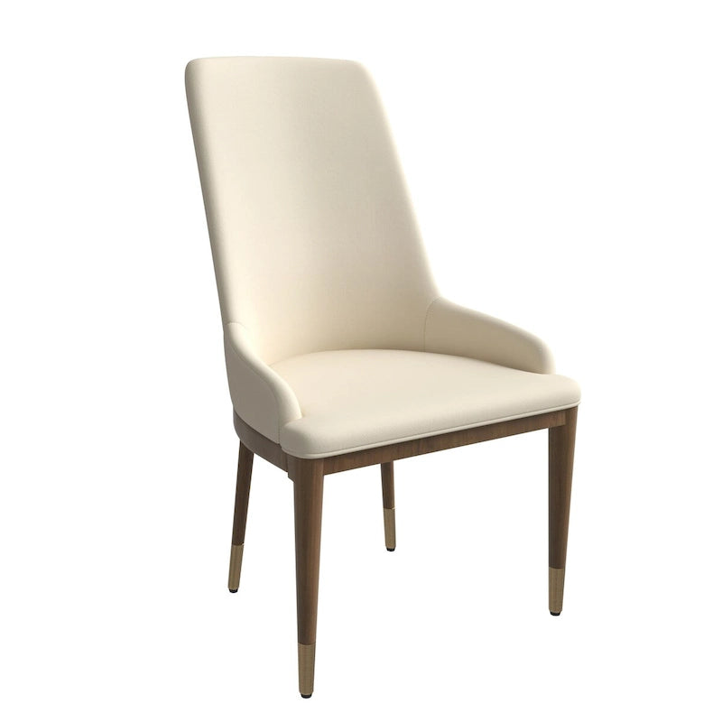 Chaise de salle à manger à dossier haut en cuir avec pieds en hévéa, gris foncé