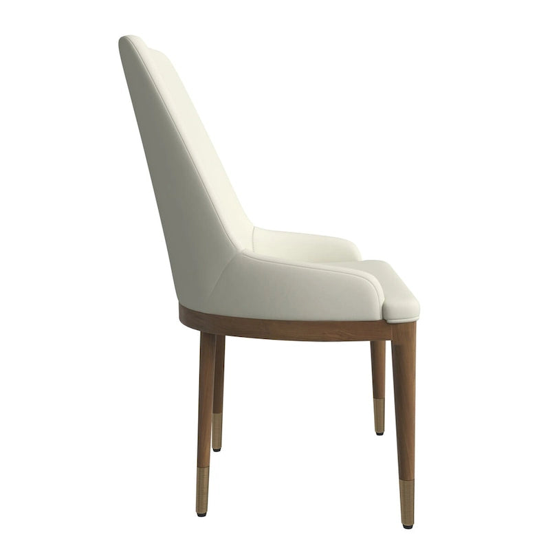 Chaise de salle à manger à dossier haut en cuir avec pieds en hévéa, gris foncé