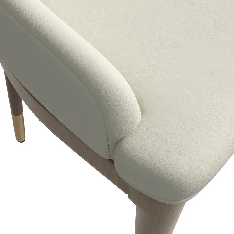 Chaise de salle à manger à dossier haut en cuir avec pieds en hévéa, gris foncé