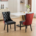 Chaise de salle à manger capitonnée avec clous décoratifs, noir et rouge