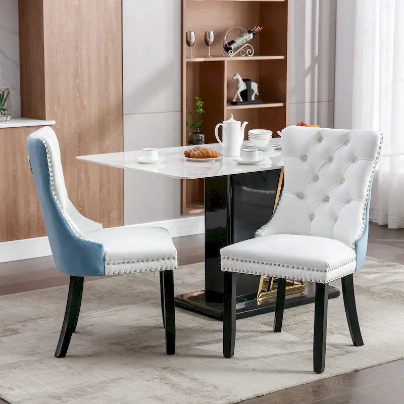 Chaise de salle à manger capitonnée avec clous décoratifs, noir et rouge