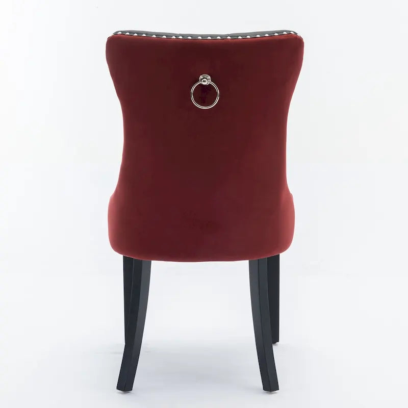Chaise de salle à manger capitonnée avec clous décoratifs, noir et rouge