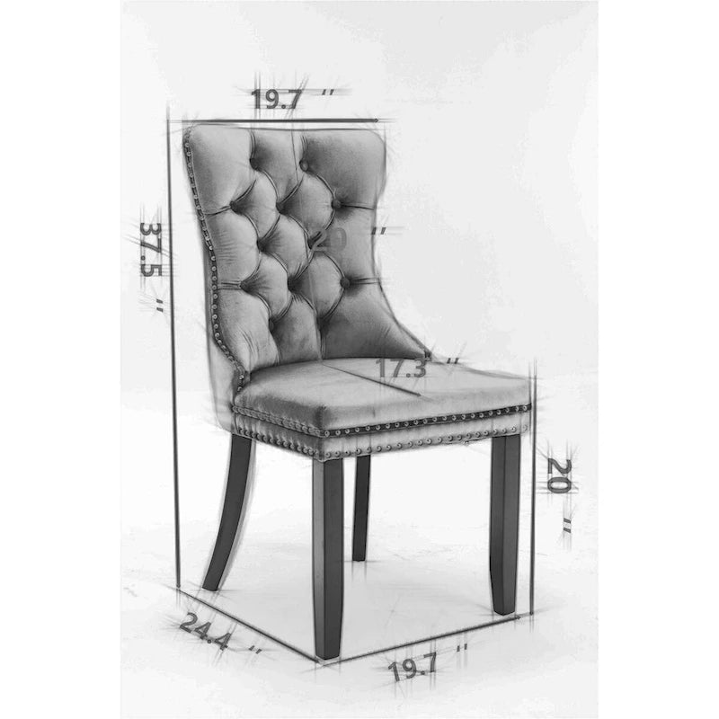 Chaise de salle à manger capitonnée avec clous décoratifs, noir et rouge