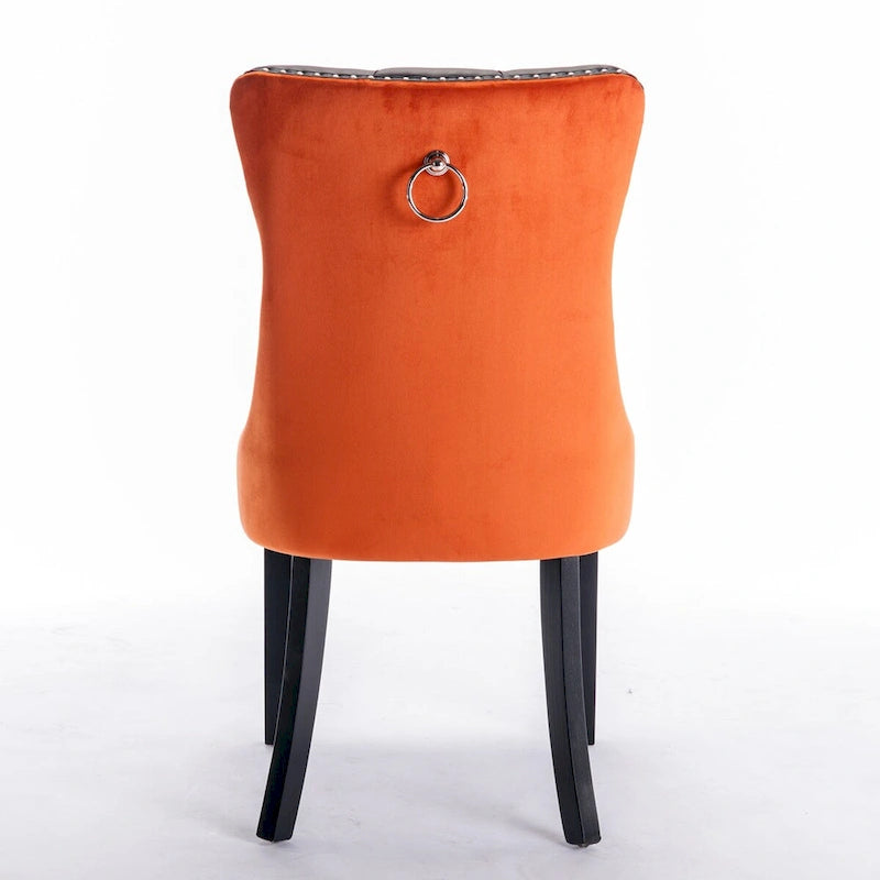 Chaise de salle à manger capitonnée avec clous décoratifs, noir et rouge