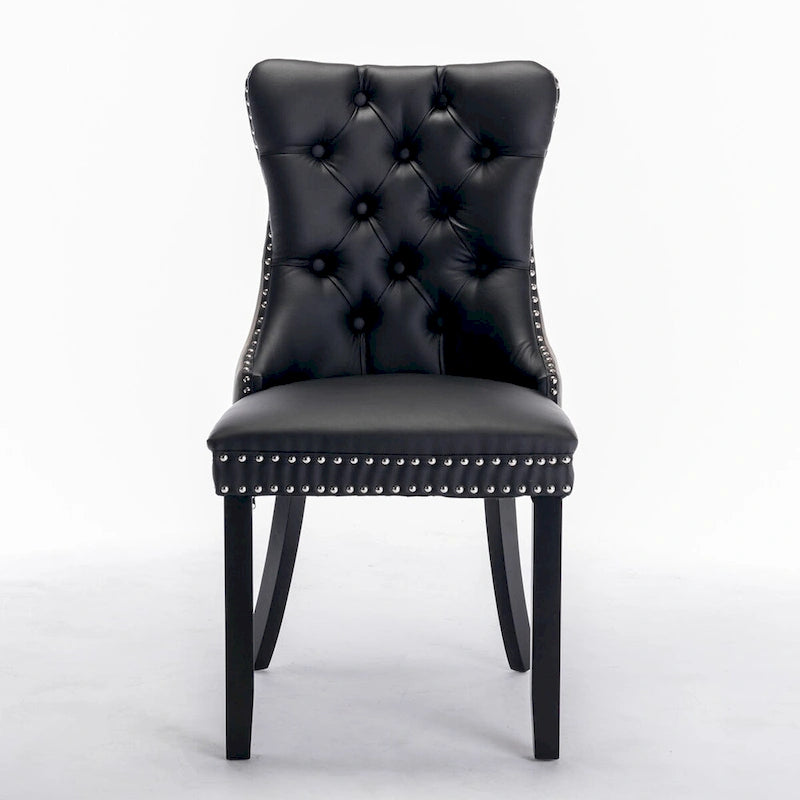 Chaise de salle à manger capitonnée avec clous décoratifs, noir et rouge
