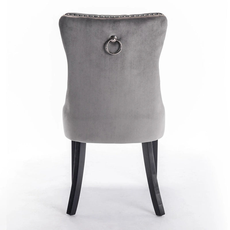 Chaise de salle à manger capitonnée avec clous décoratifs, noir et rouge