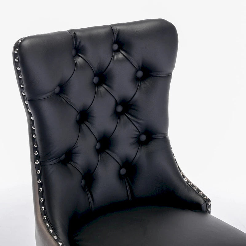 Chaise de salle à manger capitonnée avec clous décoratifs, noir et rouge