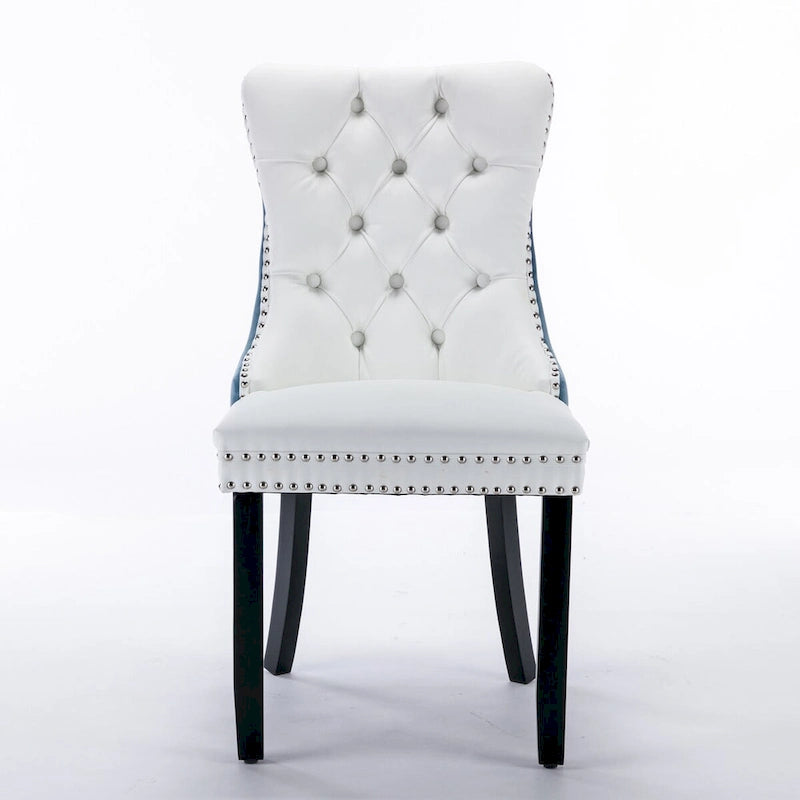 Chaise de salle à manger capitonnée avec clous décoratifs, noir et rouge