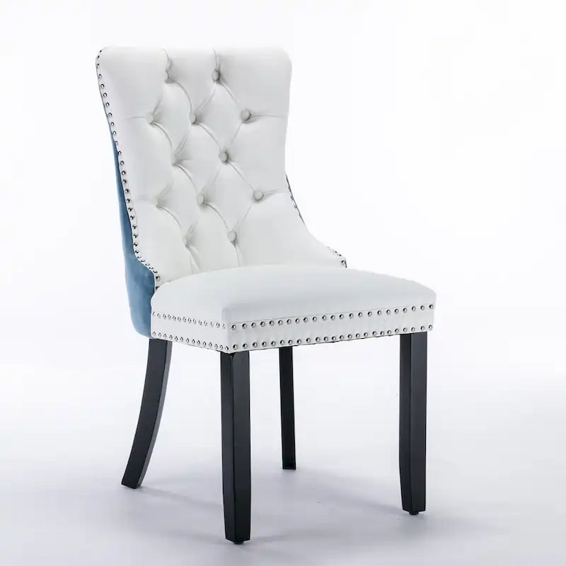 Chaise de salle à manger capitonnée avec clous décoratifs, noir et rouge