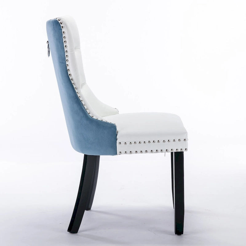 Chaise de salle à manger capitonnée avec clous décoratifs, noir et rouge