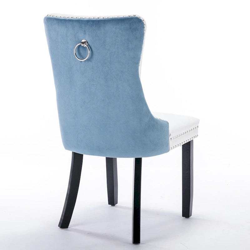 Chaise de salle à manger capitonnée avec clous décoratifs, noir et rouge