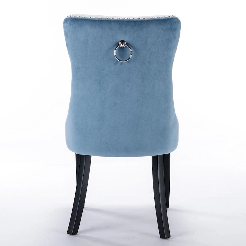 Chaise de salle à manger capitonnée avec clous décoratifs, noir et rouge