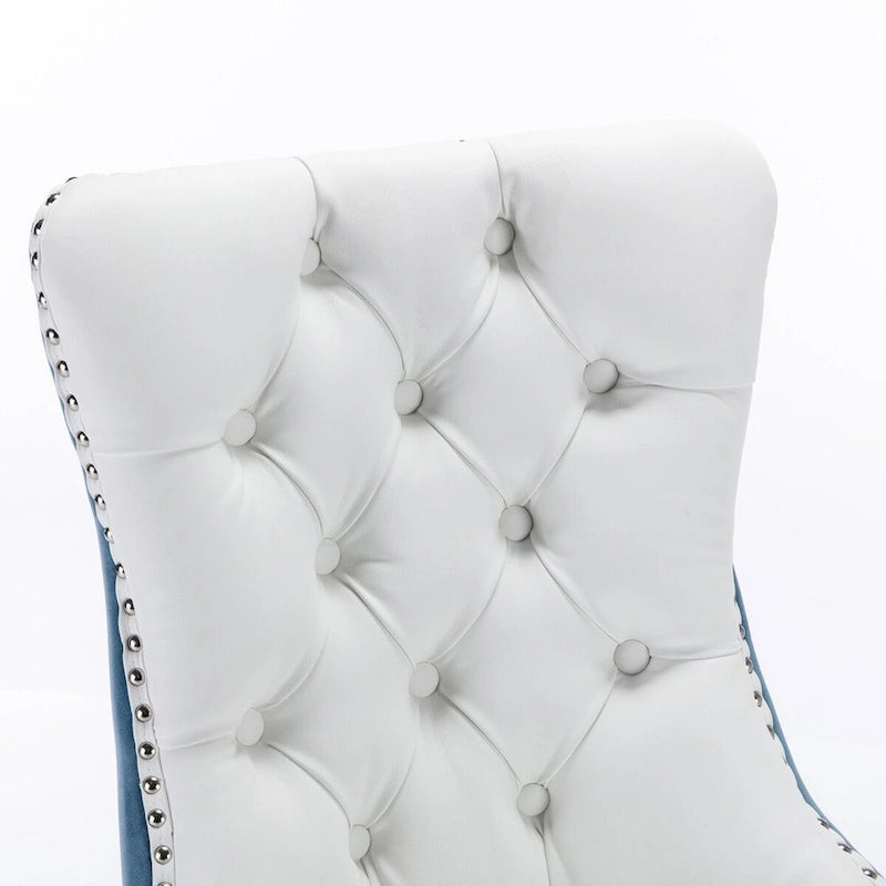 Chaise de salle à manger capitonnée avec clous décoratifs, noir et rouge