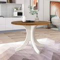 Table à manger ronde du milieu du siècle avec plateau en noyer et piétement central blanc
