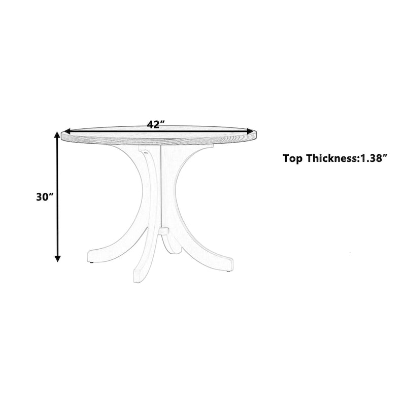 Table à manger ronde du milieu du siècle avec plateau en noyer et piétement central blanc