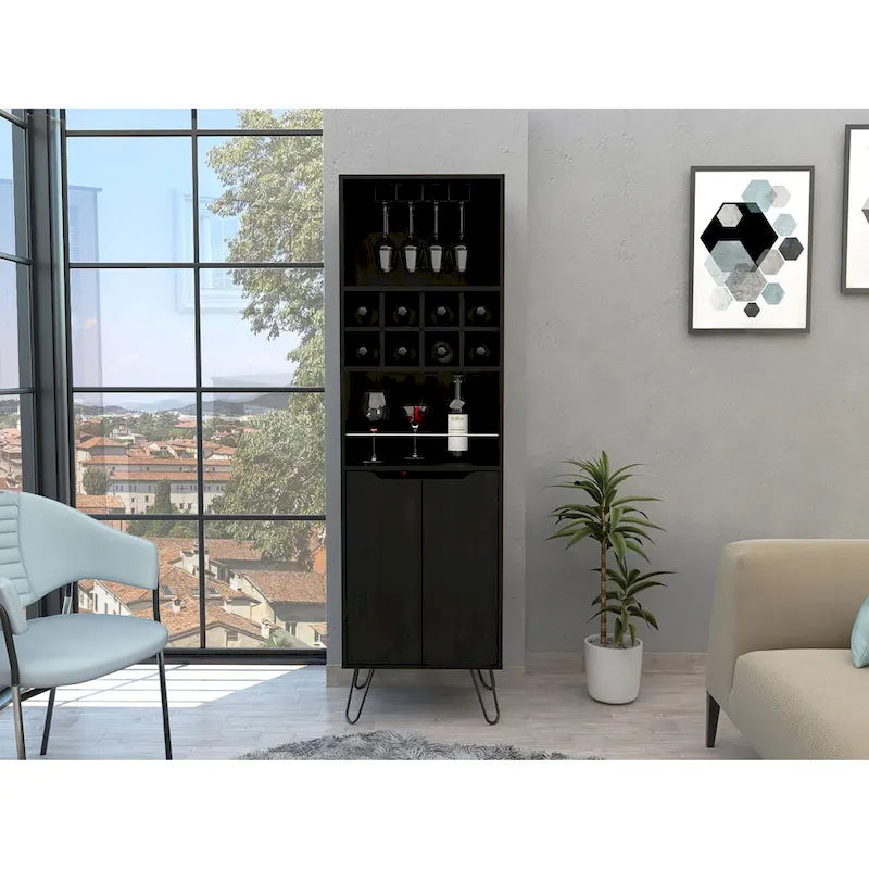 Meuble Bar pour Cuisine, Salle à Manger, Salon, Noir
