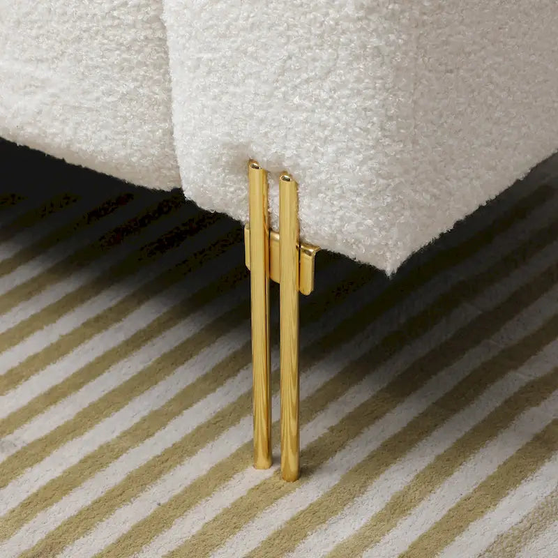 Banc de bout de lit rembourré en sherpa duveteux avec dossier réglable, Rose Beige
